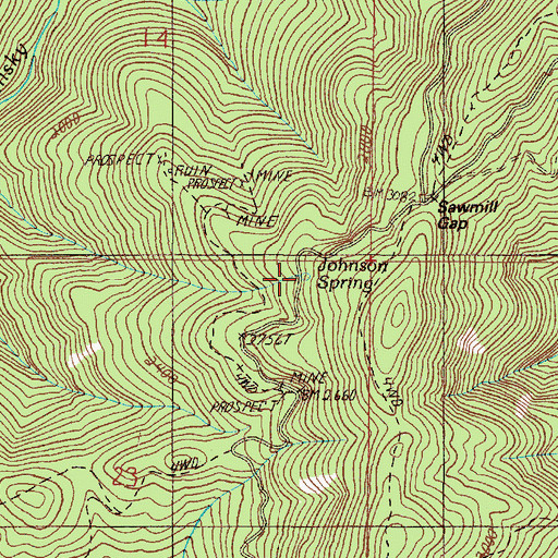 Topographic Map of Johnson Spring, OR