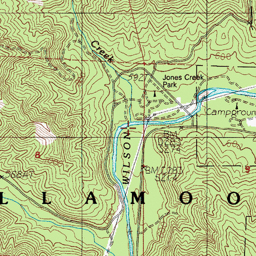 Topographic Map of Jones Creek, OR
