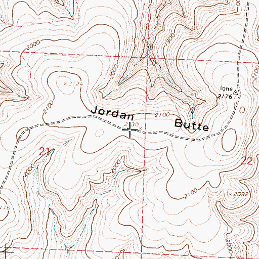 Topographic Map of Jordan Butte, OR