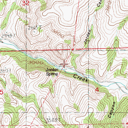 Topographic Map of Jordan Canyon, OR