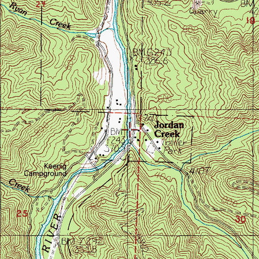 Topographic Map of Jordan Creek, OR