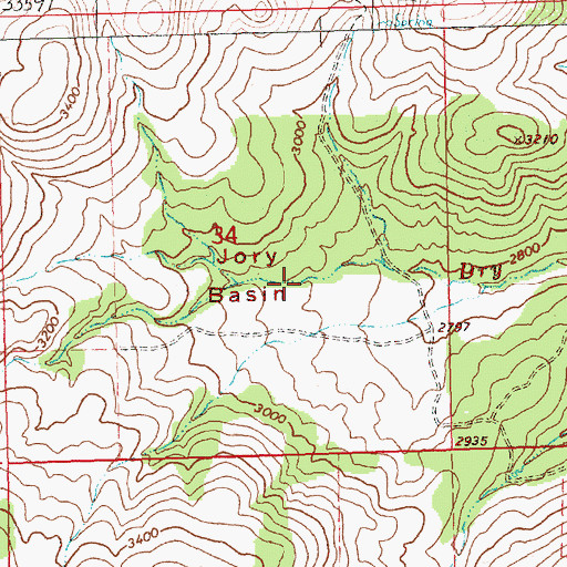 Topographic Map of Jory Basin, OR