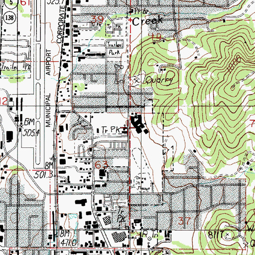 Topographic Map of Joseph Lane Middle School, OR