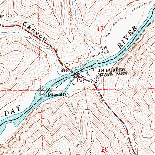 Topographic Map of J S Burres State Park, OR