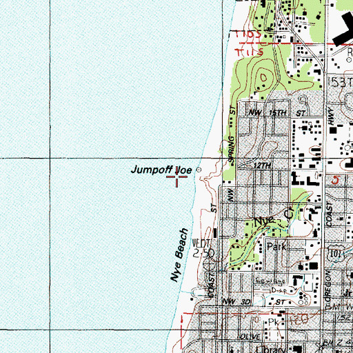 Topographic Map of Jumpoff Joe, OR