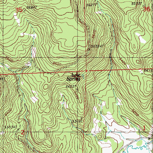 Topographic Map of June Spring, OR