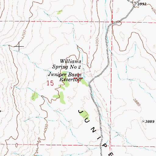 Topographic Map of Juniper Basin Reservoir, OR