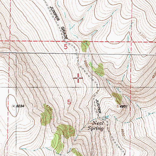 Topographic Map of Juniper Grade, OR