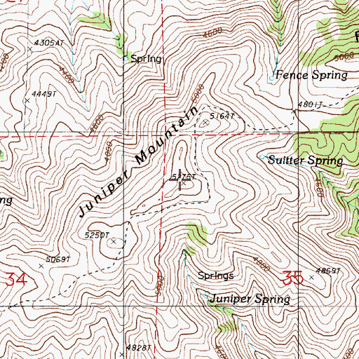Topographic Map of Juniper Mountain, OR