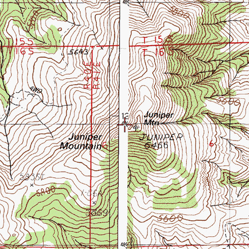 Topographic Map of Juniper Mountain, OR