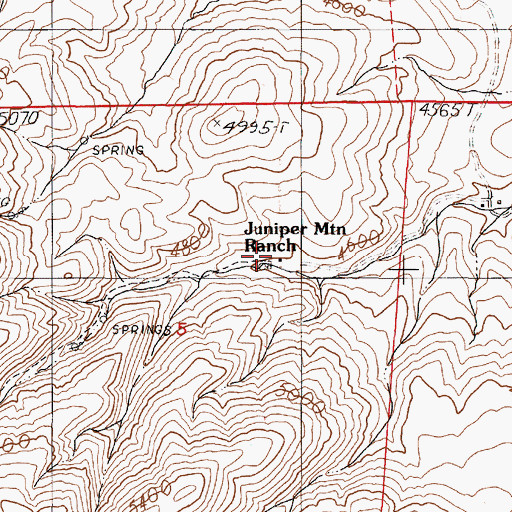 Topographic Map of Juniper Mountain Ranch, OR
