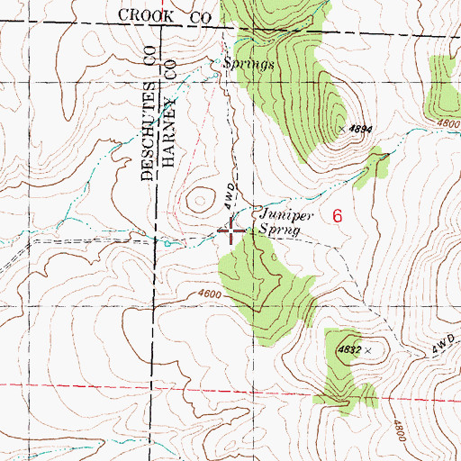 Topographic Map of Juniper Spring, OR