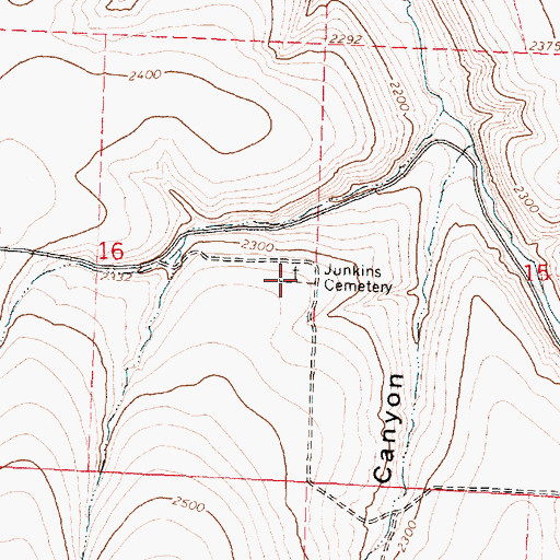 Topographic Map of Junkins Cemetery, OR