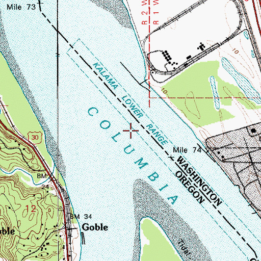 Topographic Map of Kalama Lower Range, OR