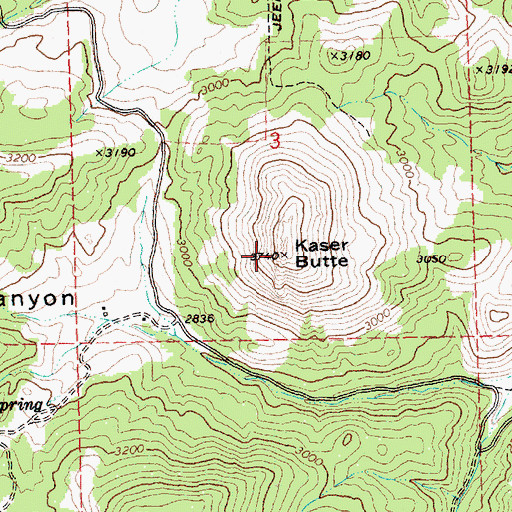 Topographic Map of Kaser Butte, OR