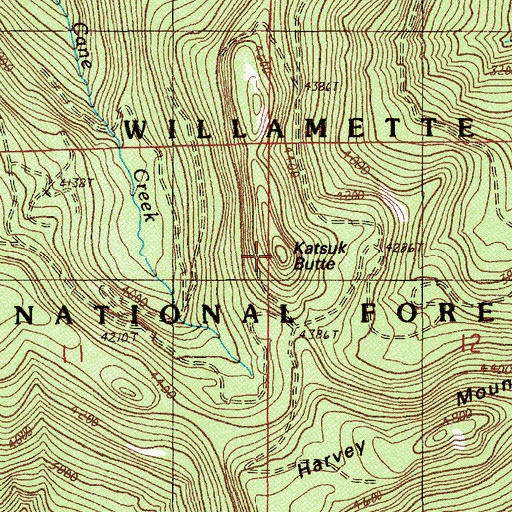 Topographic Map of Katsuk Butte, OR