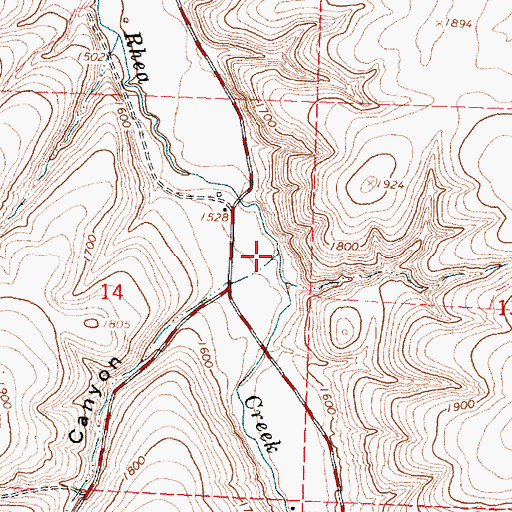 Topographic Map of Keck Canyon, OR