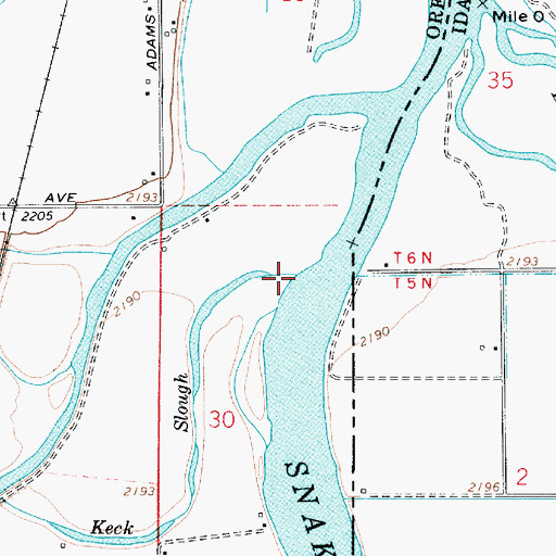 Topographic Map of Keck Slough, OR