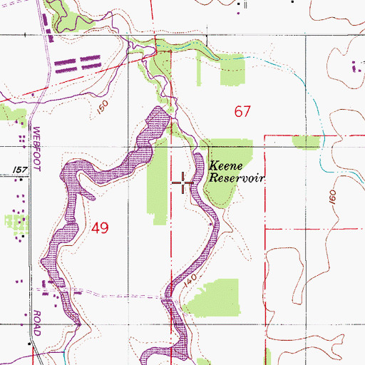 Topographic Map of Keene Reservoir, OR