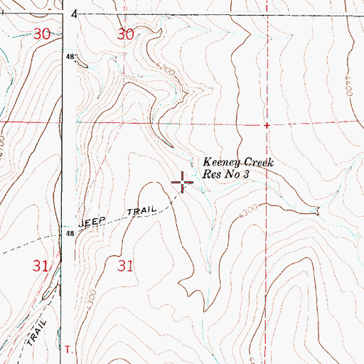 Topographic Map of Keeney Creek Reservoir Number Three, OR