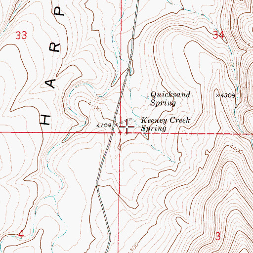 Topographic Map of Keeney Creek Spring, OR