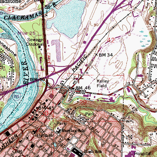 Topographic Map of Kelley Field, OR