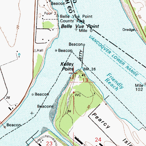 Topographic Map of Kelley Point, OR