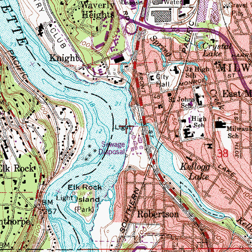Topographic Map of Kellogg Creek, OR