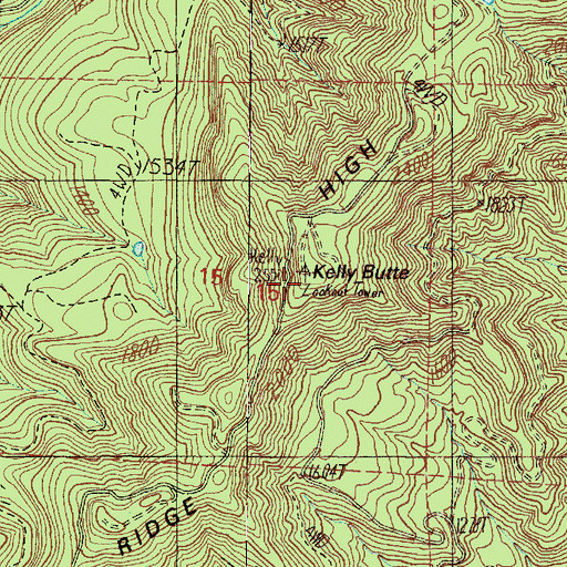 Topographic Map of Kelly Butte, OR
