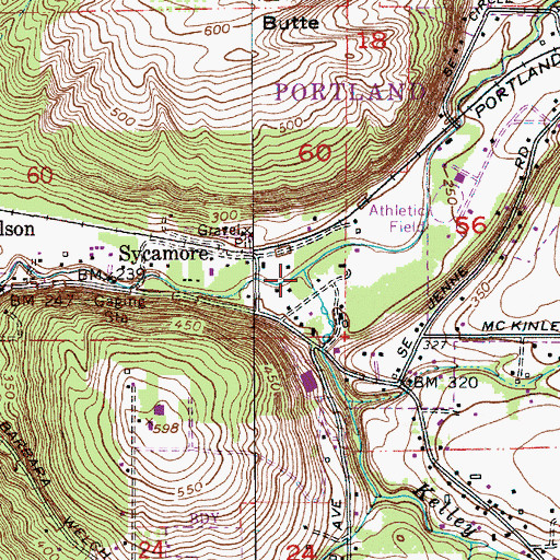 Topographic Map of Kelley Creek, OR