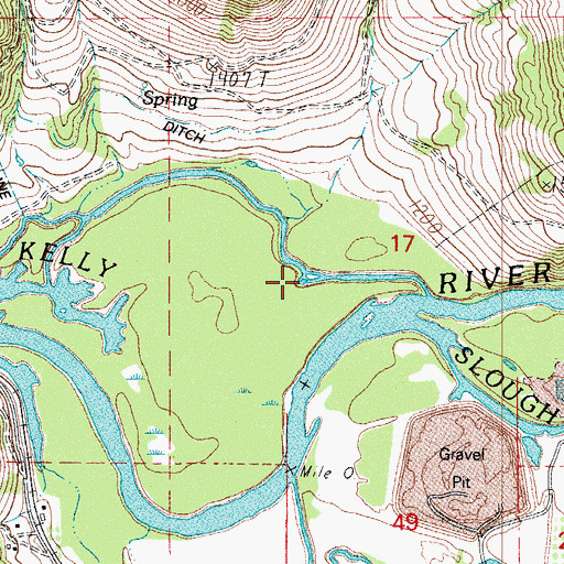 Topographic Map of Kelly Slough, OR