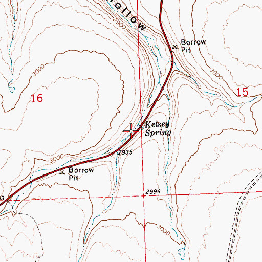Topographic Map of Kelsey Spring, OR
