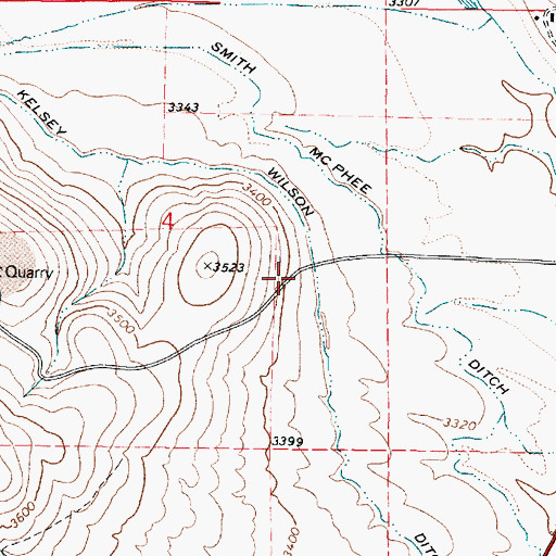 Topographic Map of Kelsey Wilson Ditch, OR