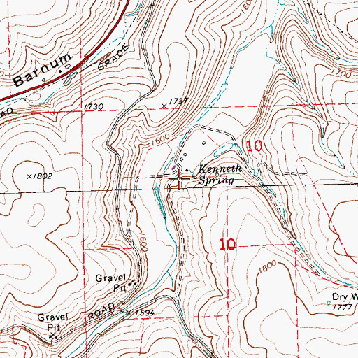 Topographic Map of Kenneth Spring, OR