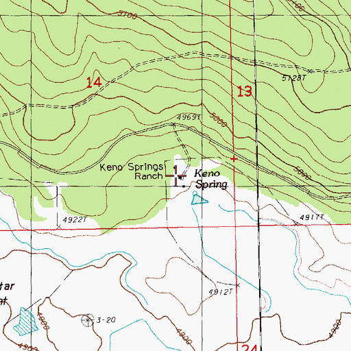 Topographic Map of Keno Springs Ranch, OR