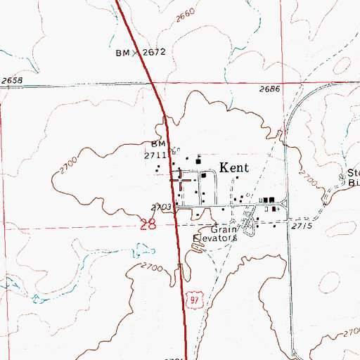 Topographic Map of Kent, OR