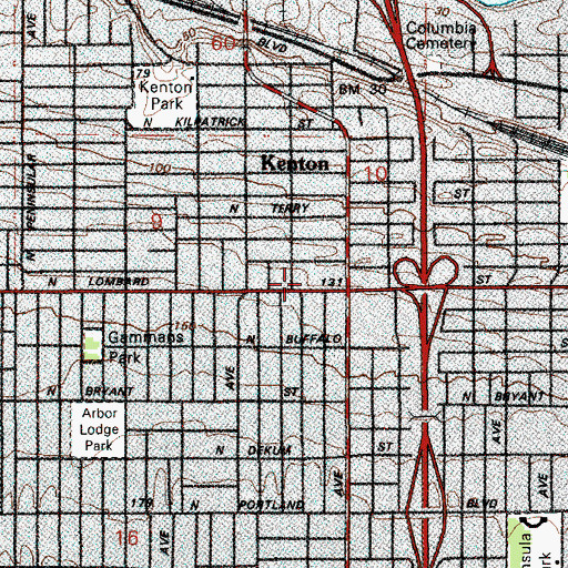 Topographic Map of Kenton Elementary School (historical), OR