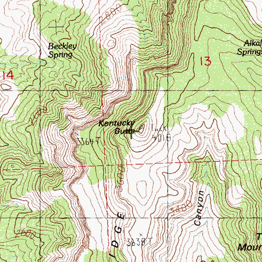 Topographic Map of Kentucky Butte, OR