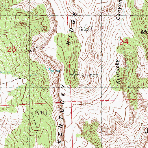 Topographic Map of Kentucky Ridge, OR