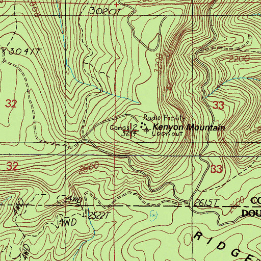 Topographic Map of Kenyon Mountain, OR
