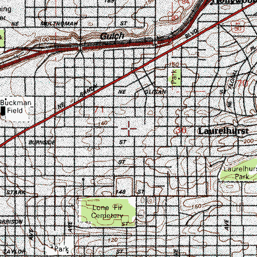 Topographic Map of Kerns School (historical), OR
