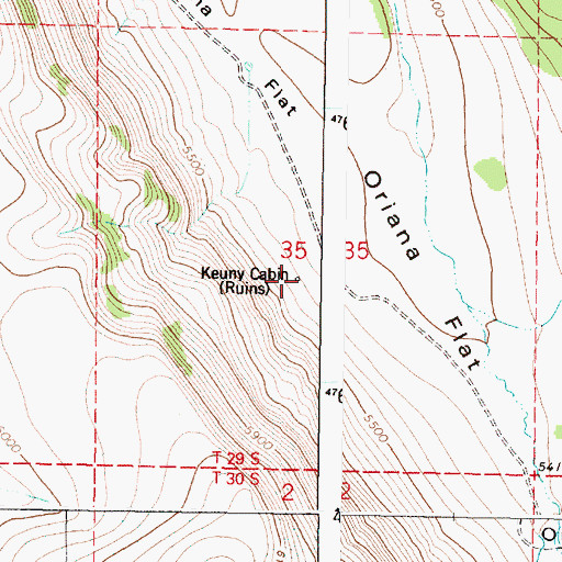 Topographic Map of Keuny Cabin (historical), OR
