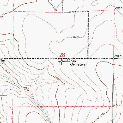 Topographic Map of Key Cemetery, OR