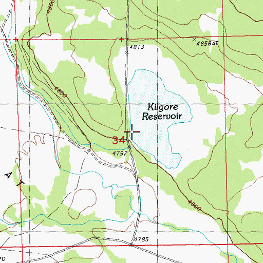 Topographic Map of Kilgore Reservoir, OR
