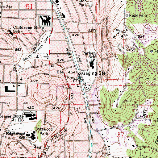 Topographic Map of Kincaid City Park, OR