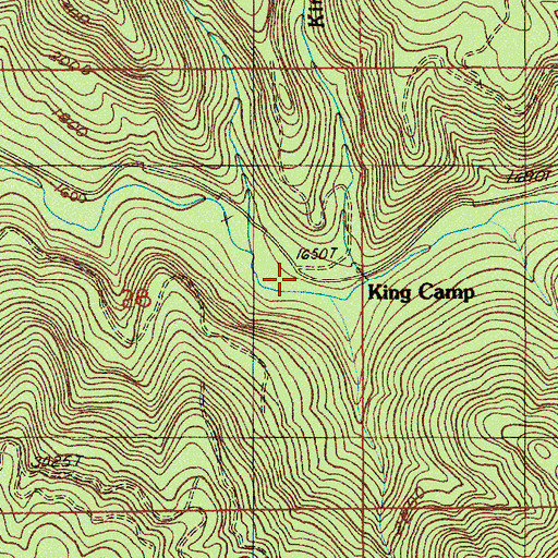 Topographic Map of King Camp, OR