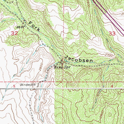 Topographic Map of King Spring, OR