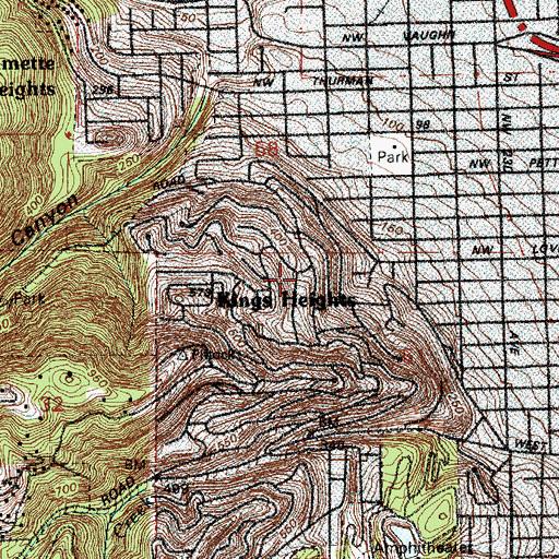 Topographic Map of Kings Heights, OR