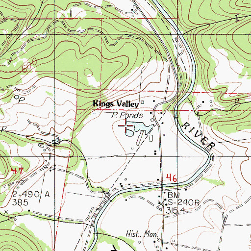 Topographic Map of Kings Valley, OR