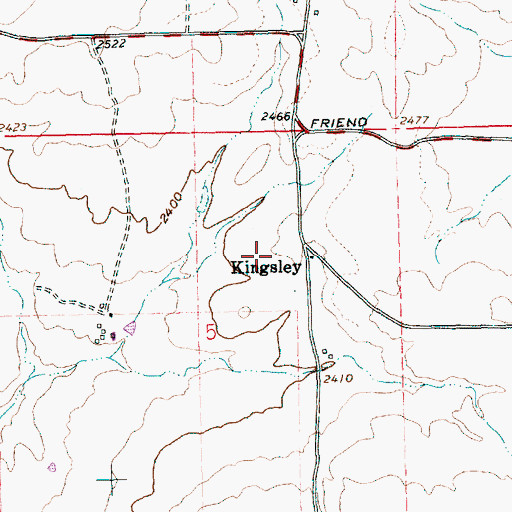 Topographic Map of Kingsley, OR